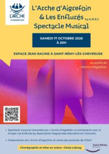 affiche spectacle l'arche d'aigrefoin et les enflurés by amec saint rémy lès chevreuse 17102026 avec qr code